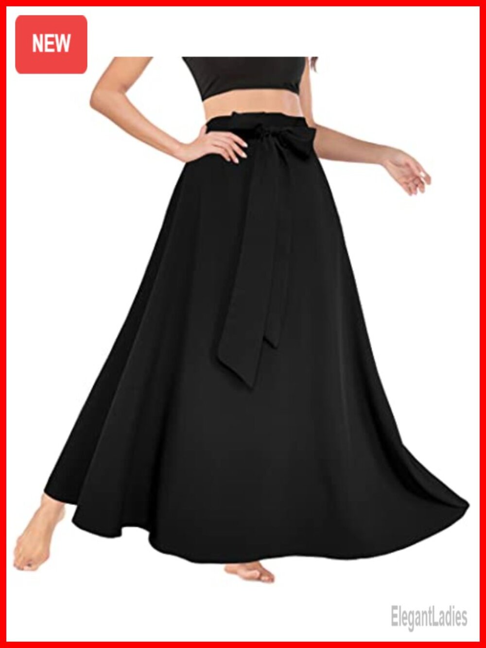 High Waist A-Line Flowy Pleated Maxi Skirt with Pockets Tie Front